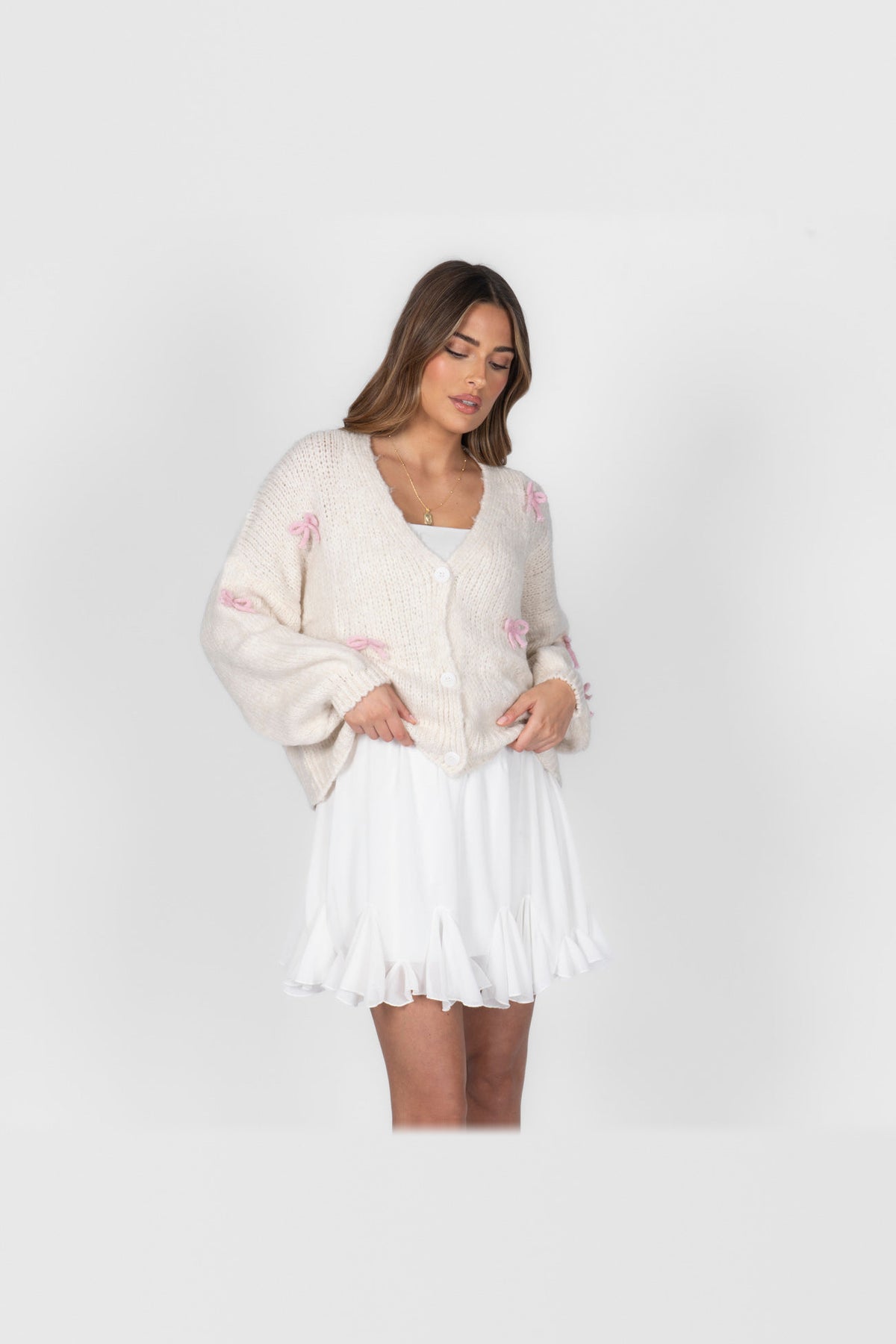 Cárdigan oversize con lacitos