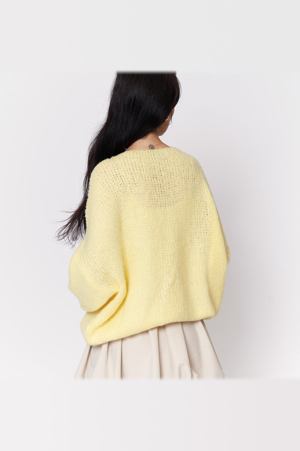 Cárdigan oversize de punto para anudar en amarillo claro