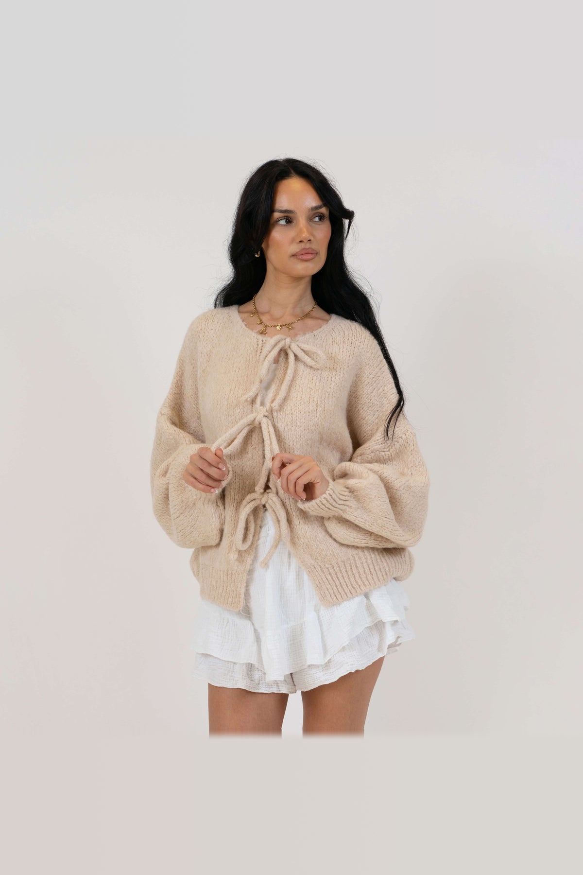 Cárdigan oversize de punto para anudar