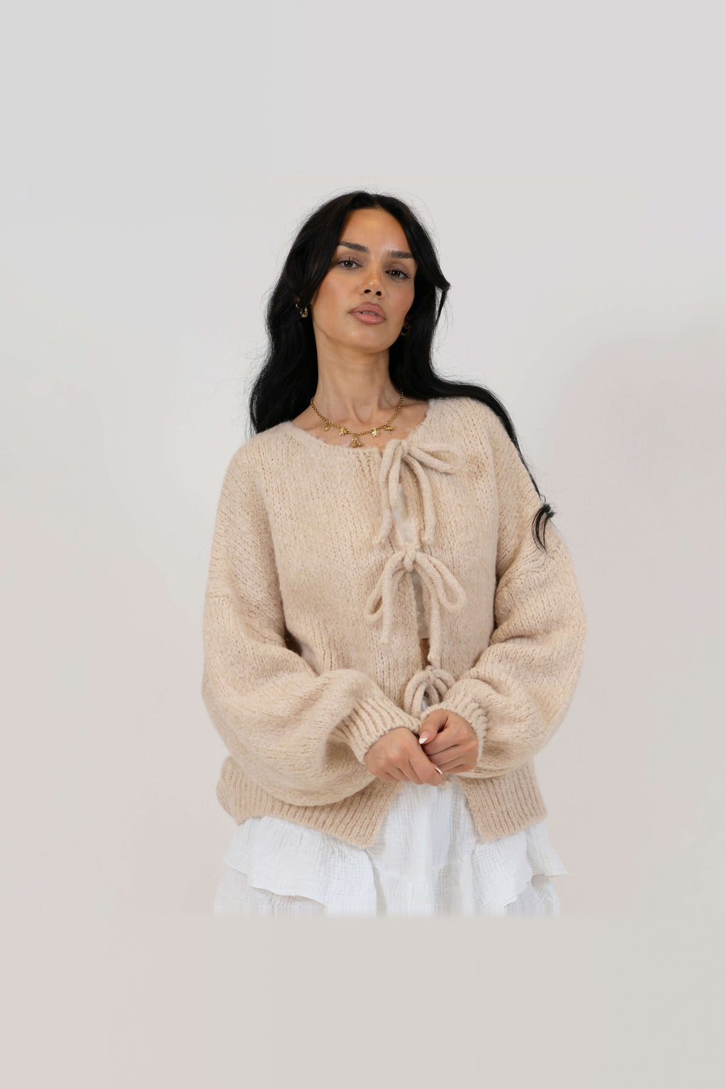 Cárdigan oversize de punto para anudar