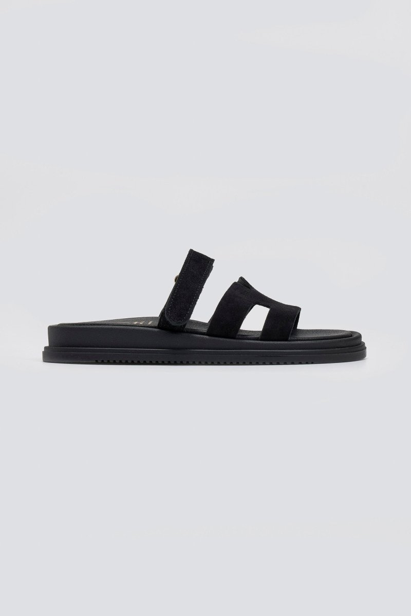 Sandalias de ante con velcro en negro