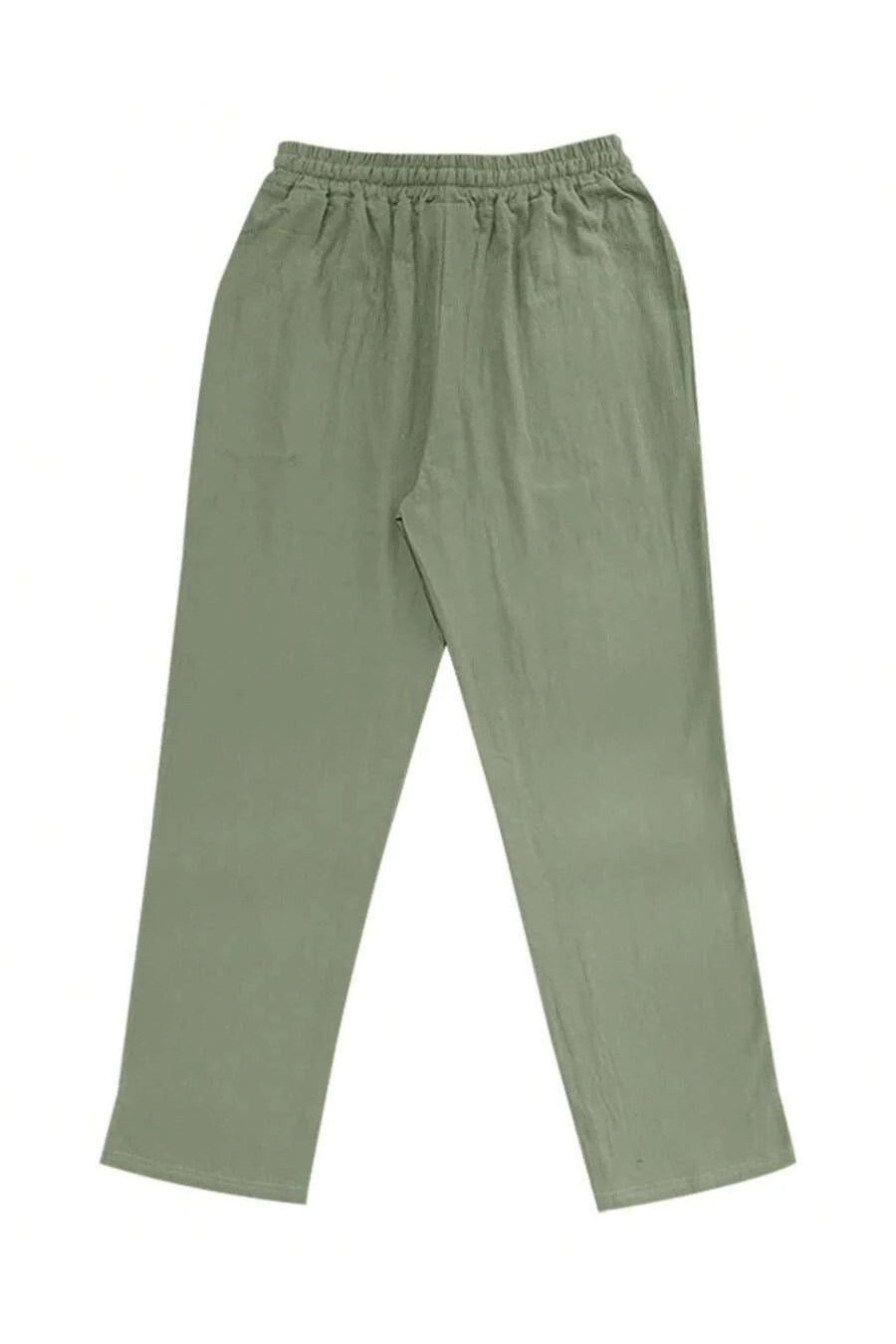 Pantalón de lino con cordón en verde militar