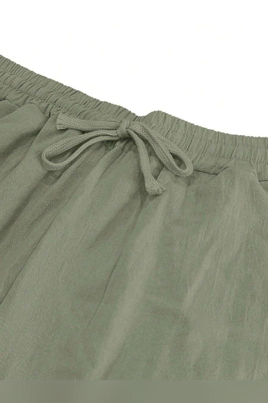 Pantalón de lino con cordón en verde militar