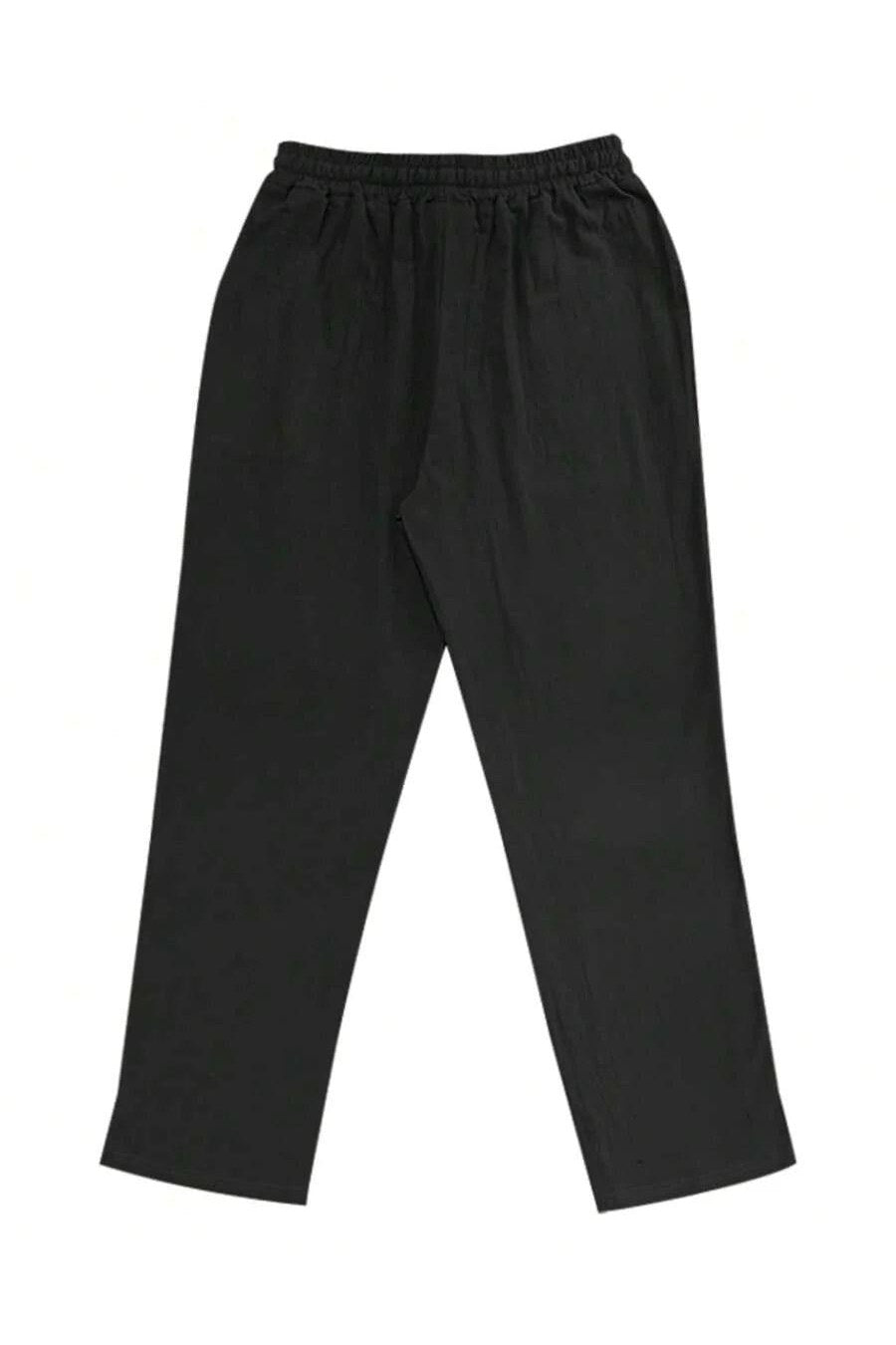 Pantalón de lino con cordón en negro