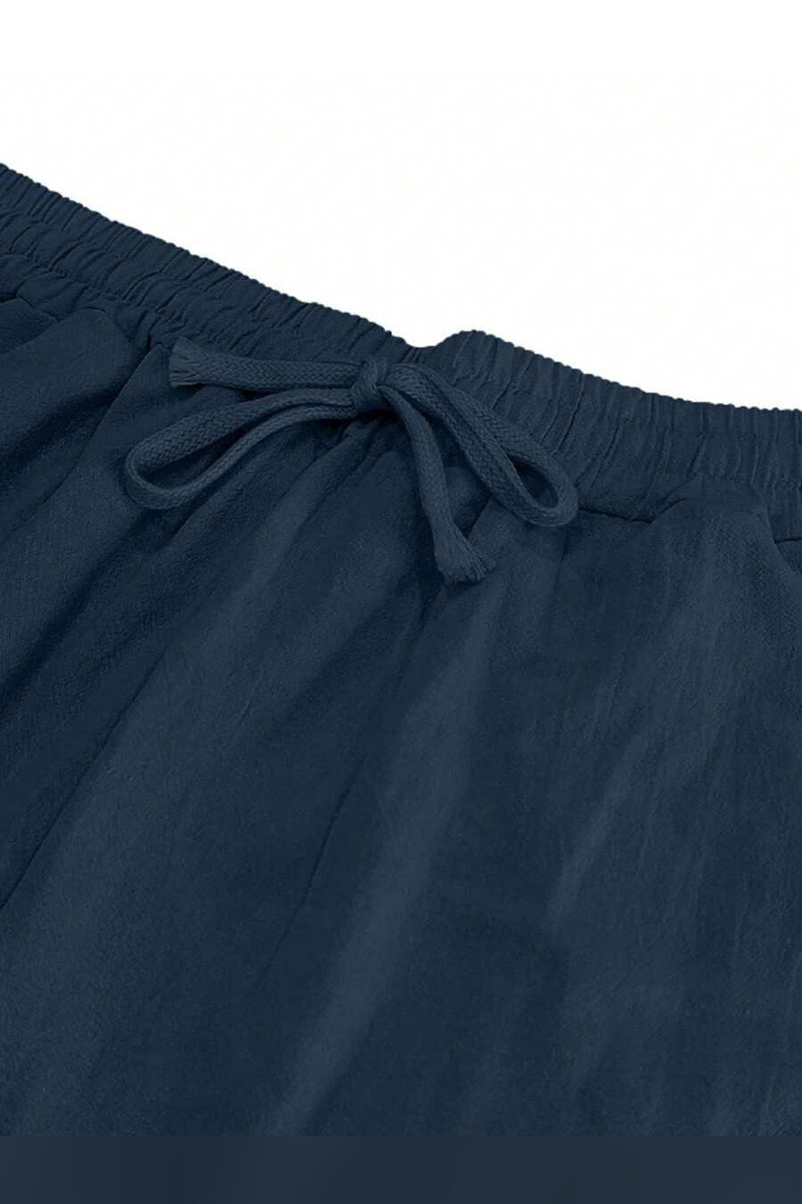 Pantalón de lino con cordón en azul oscuro