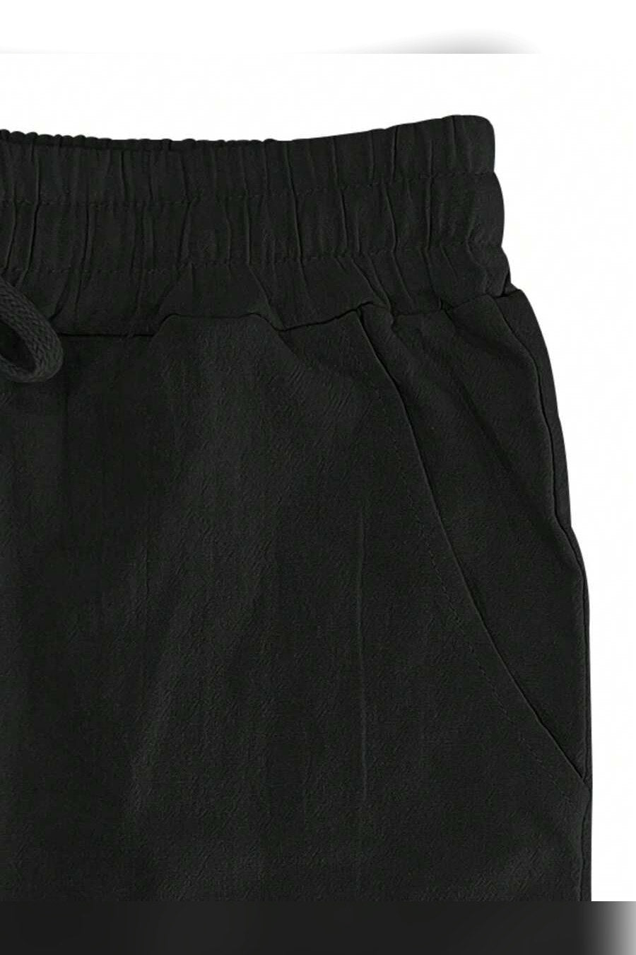 Pantalón de lino con cordón en negro