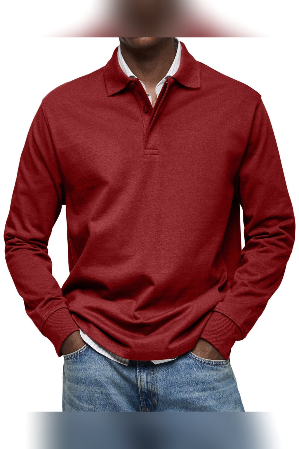 Polo de manga larga en rojo