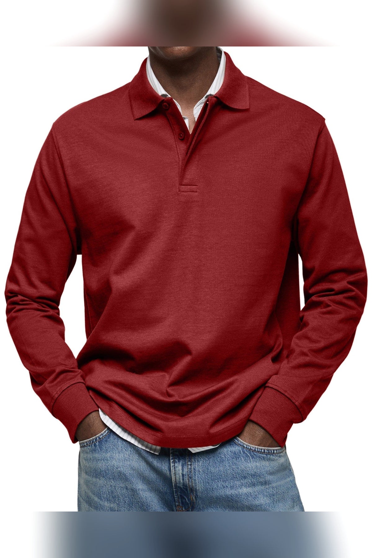Polo de manga larga en rojo