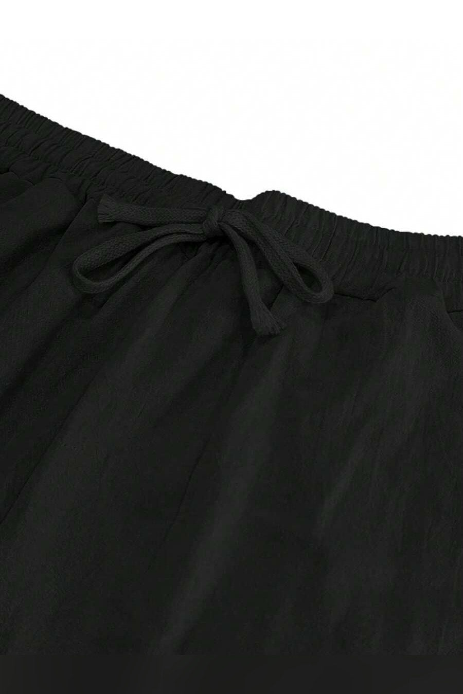 Pantalón de lino con cordón en negro
