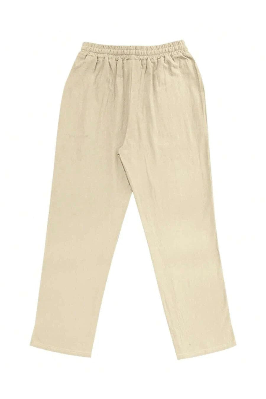 Pantalón de lino con cordón en caqui