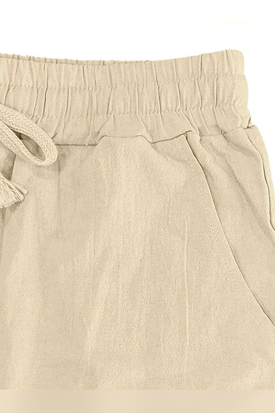 Pantalón de lino con cordón en caqui
