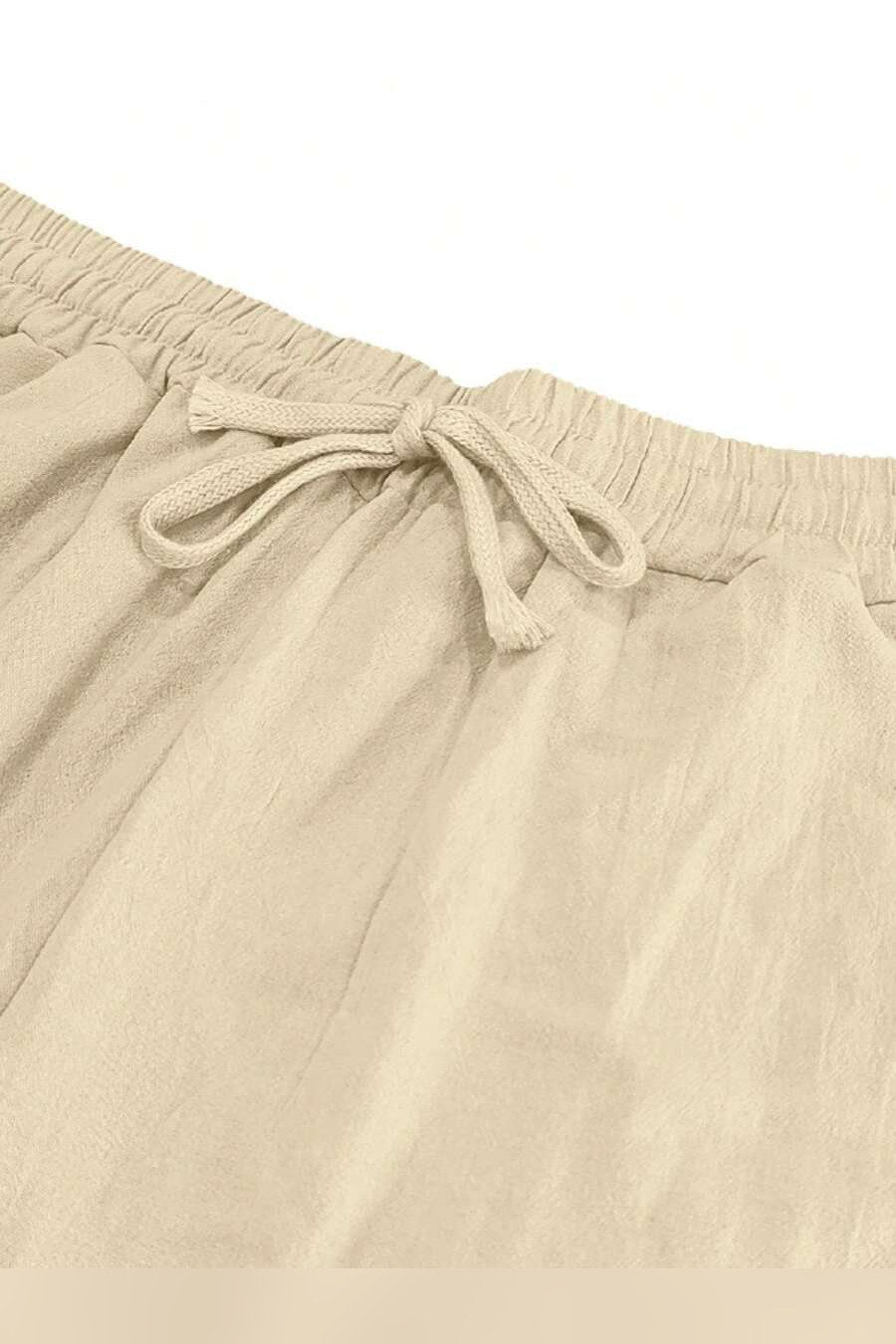 Pantalón de lino con cordón en caqui