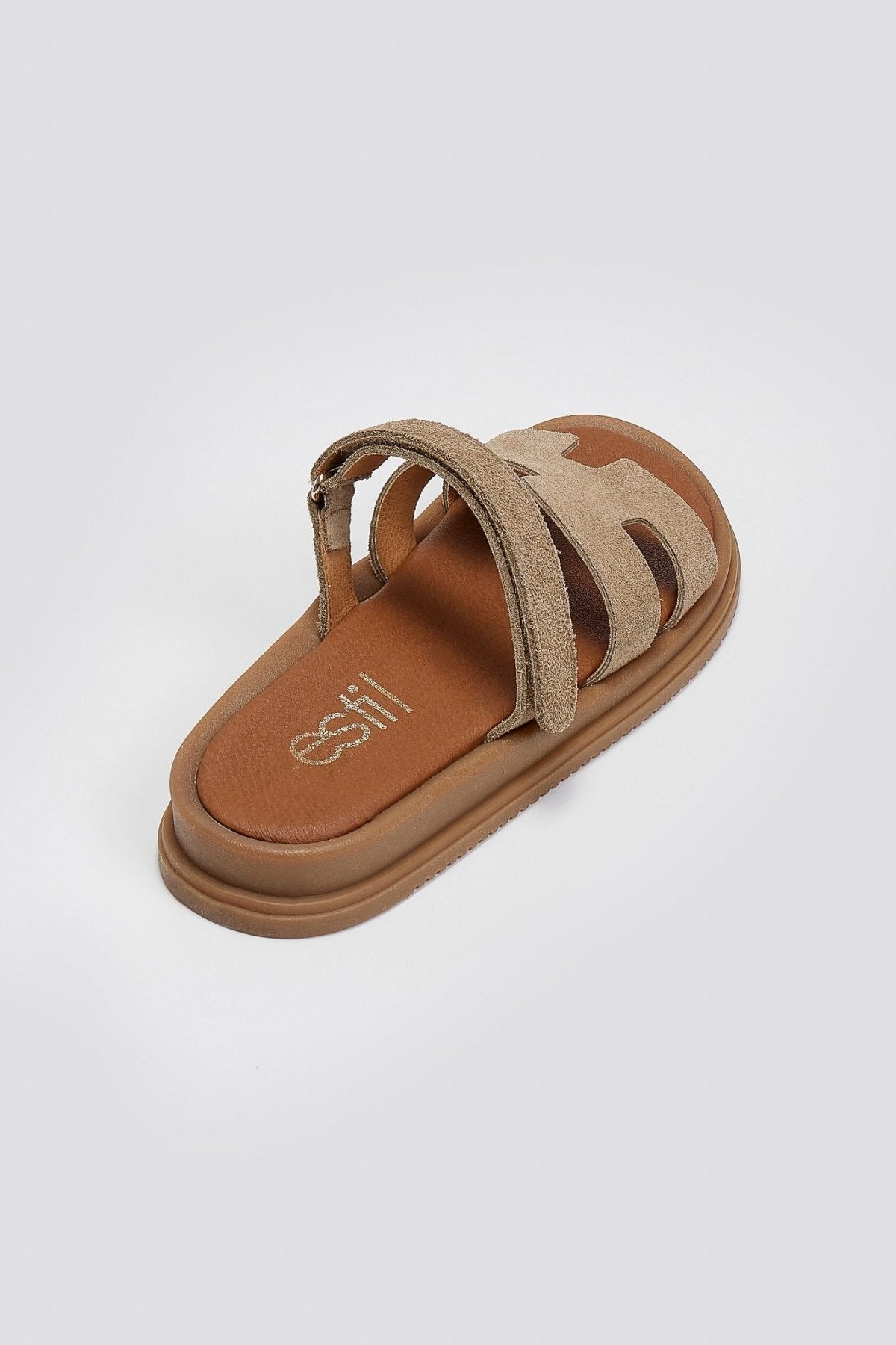 Sandalias de ante con velcro en taupe