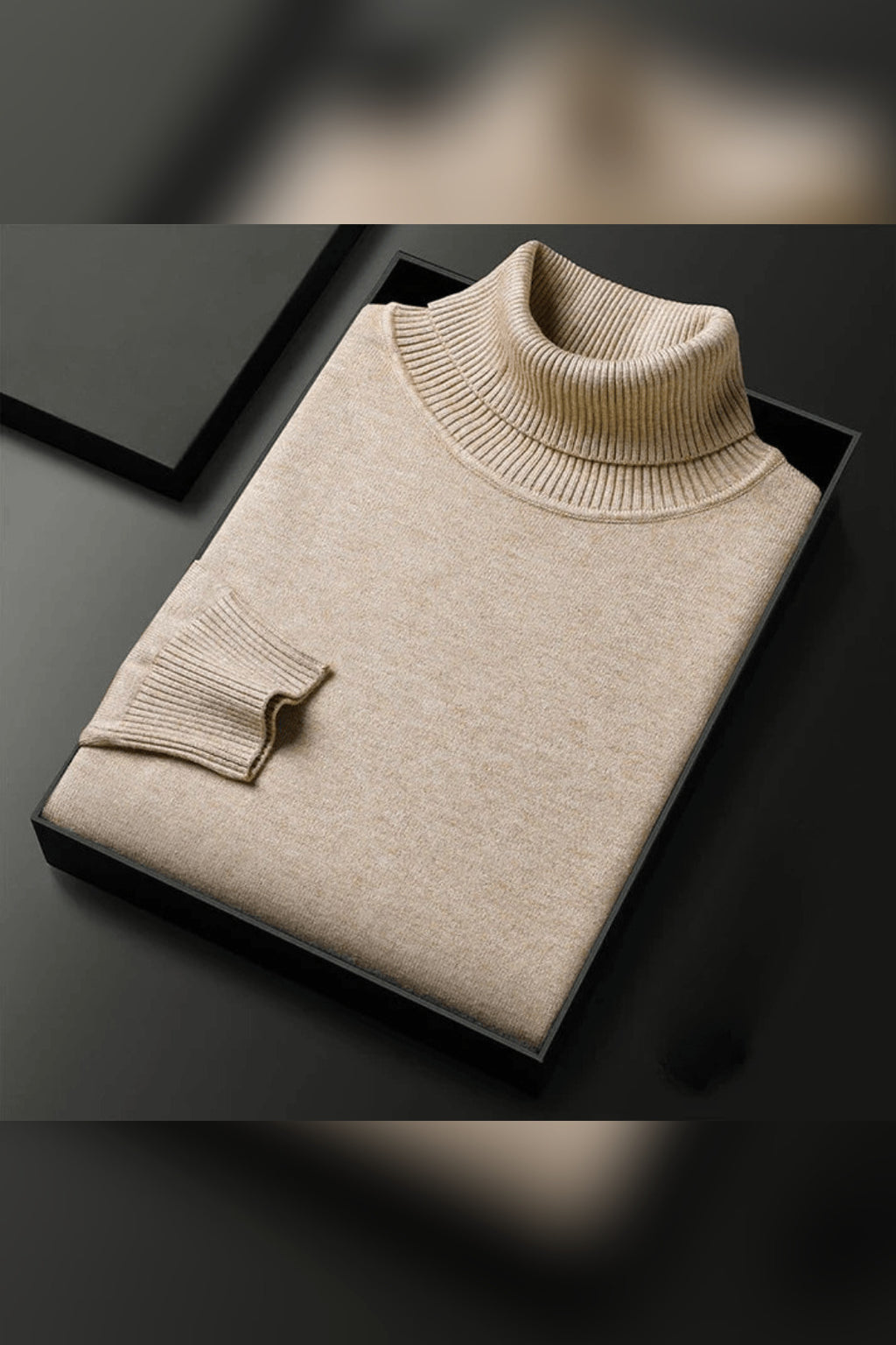 Jersey de cuello alto de punto en beige