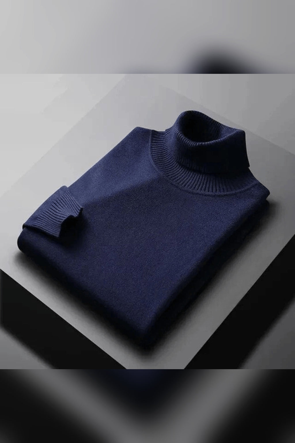 Jersey de cuello alto de punto en azul marino