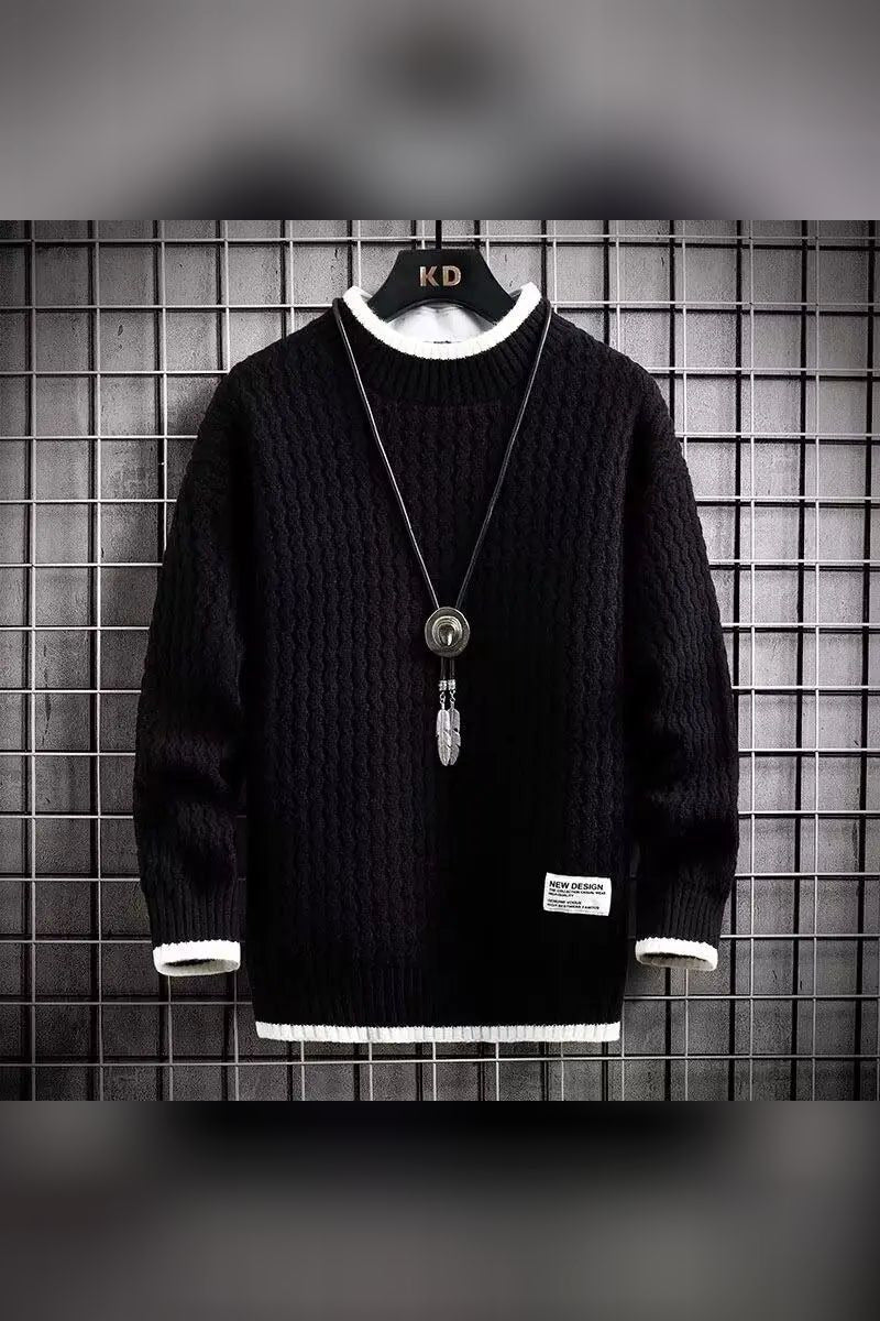 Jersey de punto ondulado con ribetes en contraste en negro