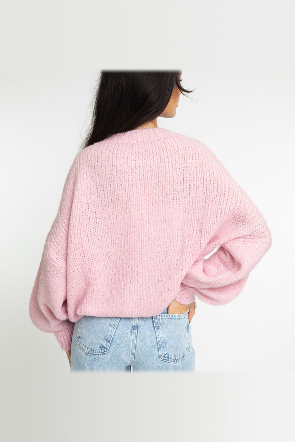 Jersey oversize de cuello redondo en rosa