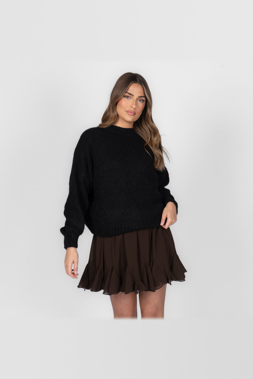 Jersey oversize de cuello redondo en negro