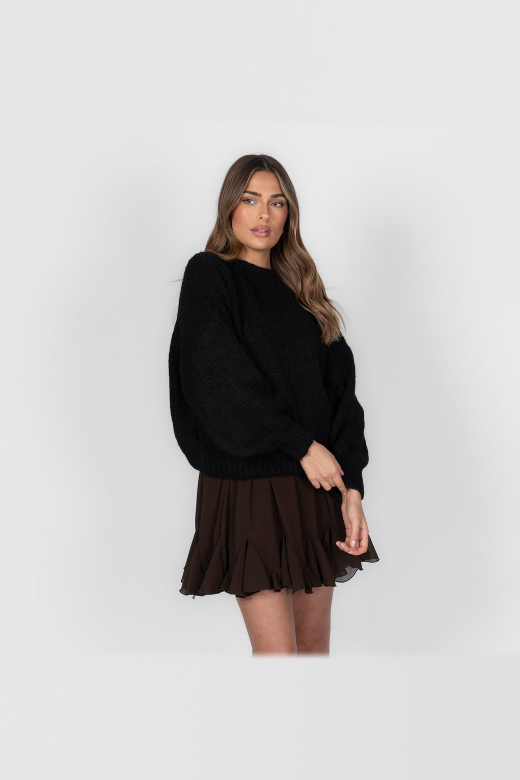 Jersey oversize de cuello redondo en negro