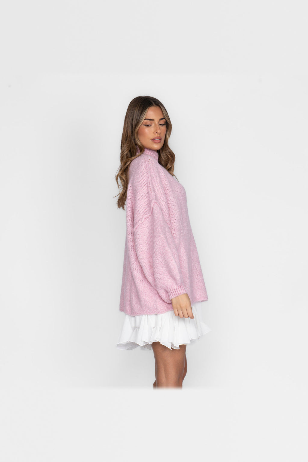 Jersey oversize de punto suave en rosa