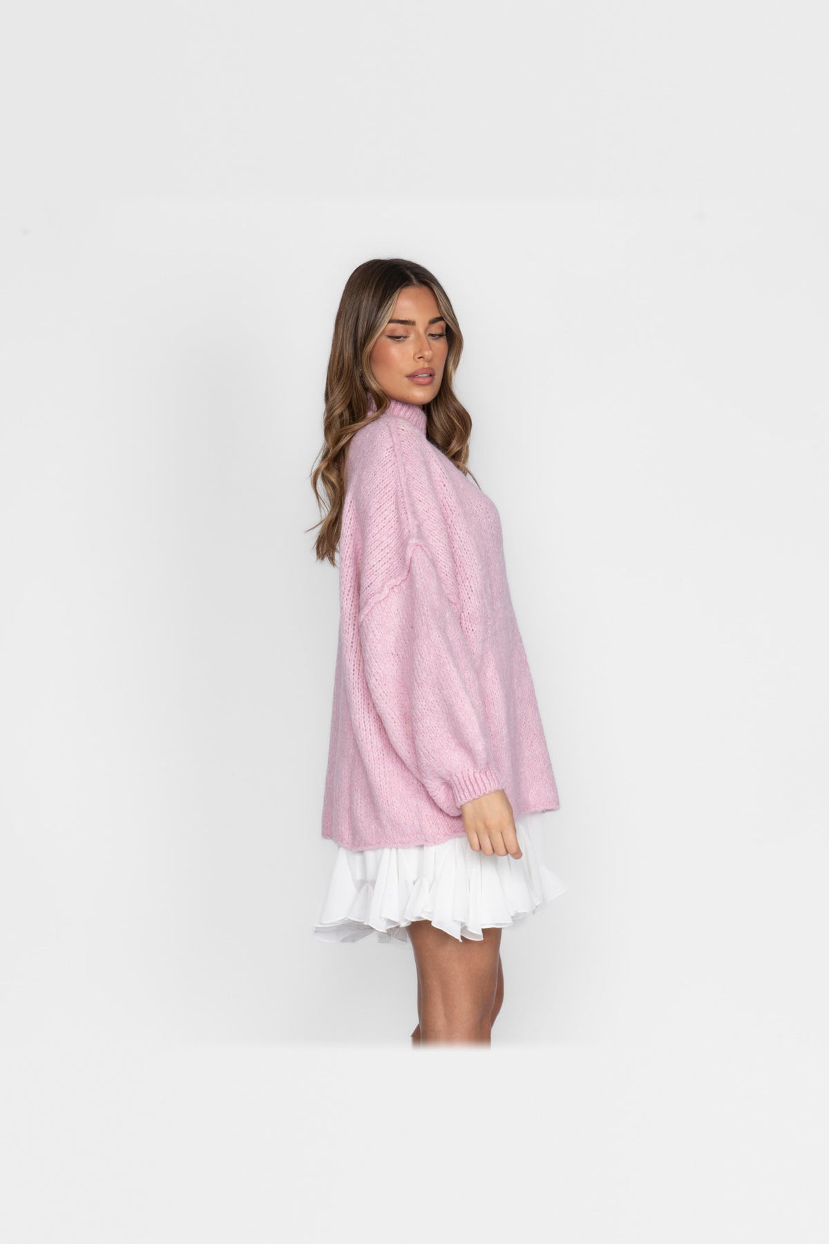 Jersey oversize de punto suave en rosa