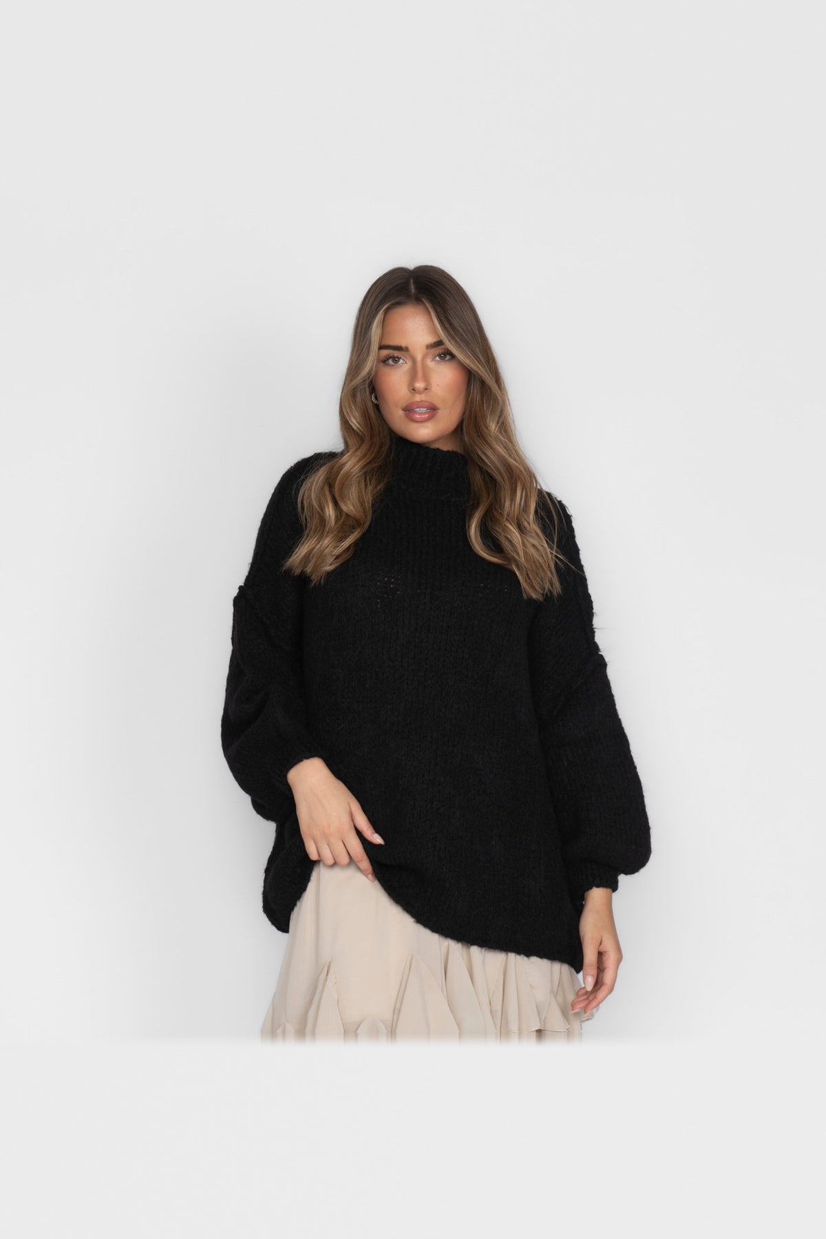 Jersey oversize de punto suave en negro