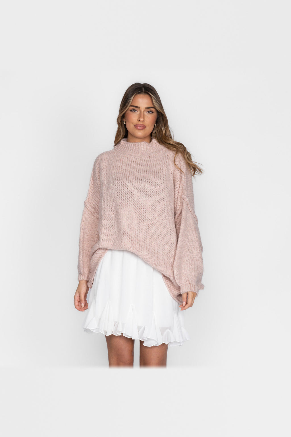 Jersey oversize de punto suave en rosa palo