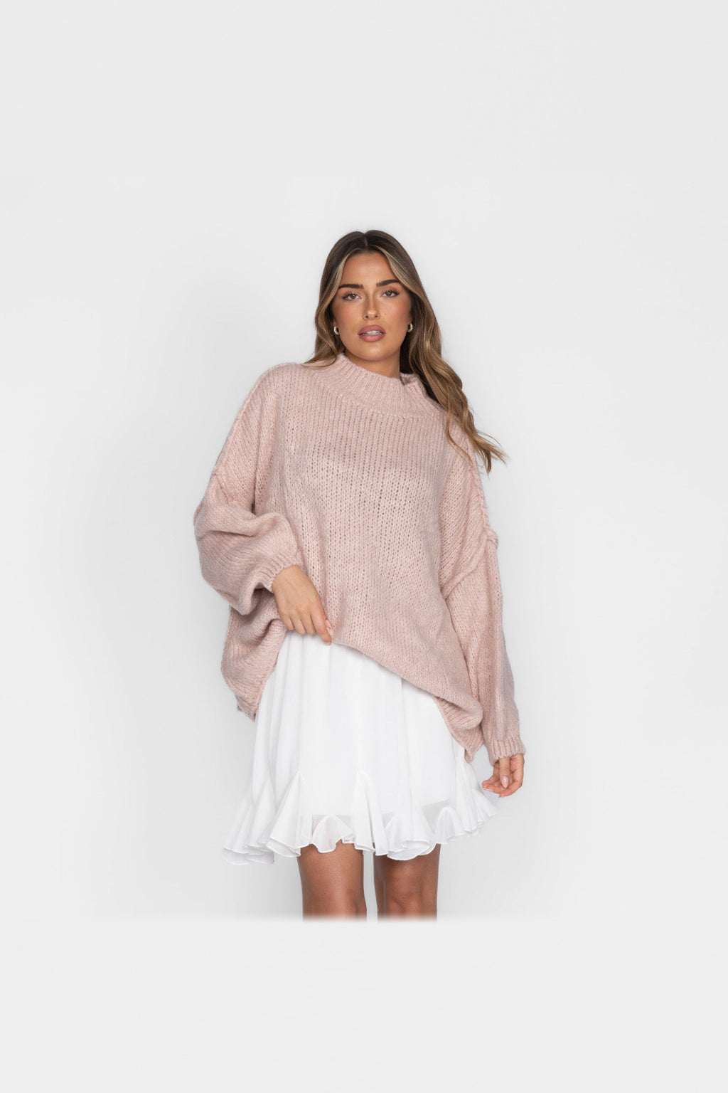 Jersey oversize de punto suave en rosa palo