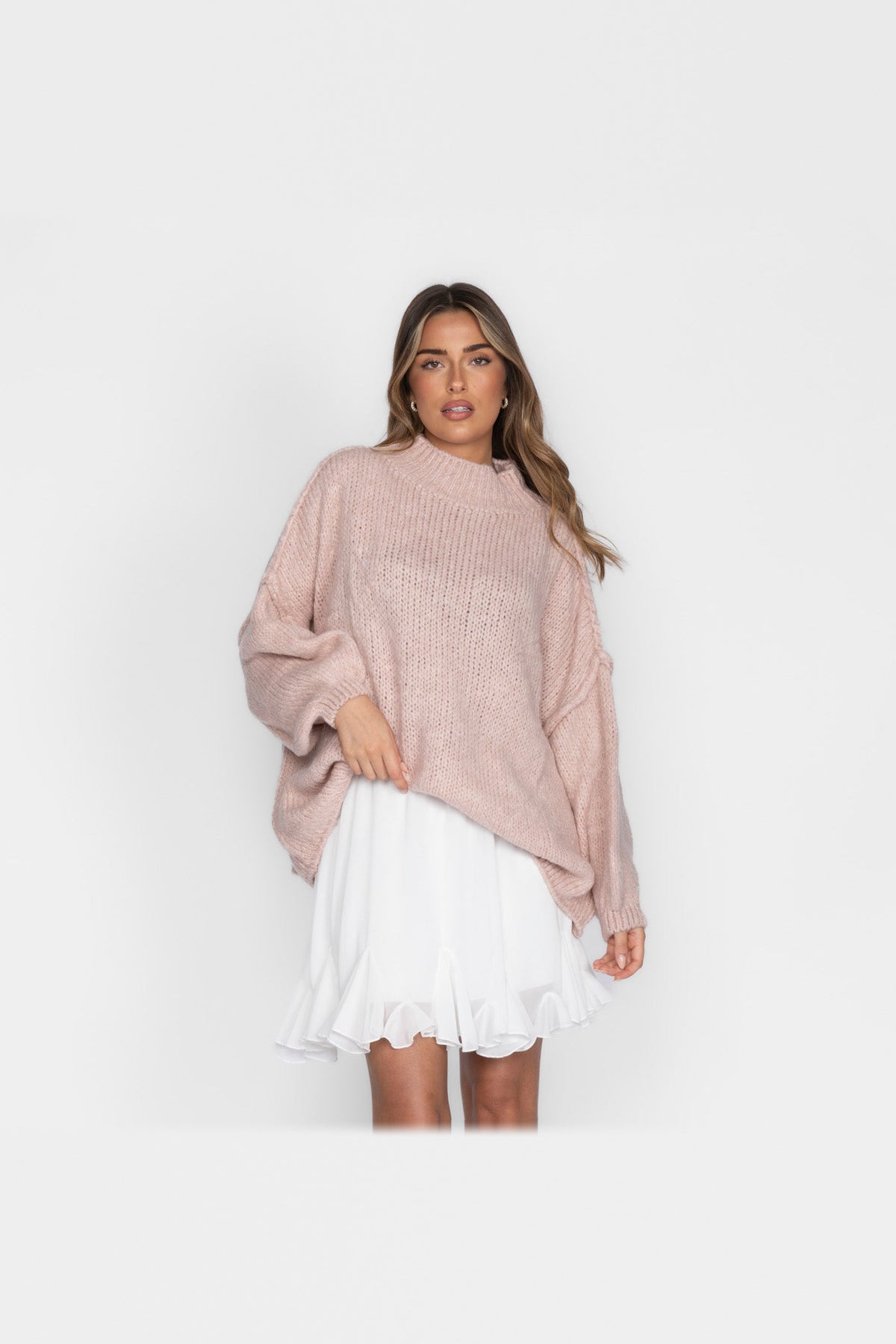 Jersey oversize de punto suave en rosa palo