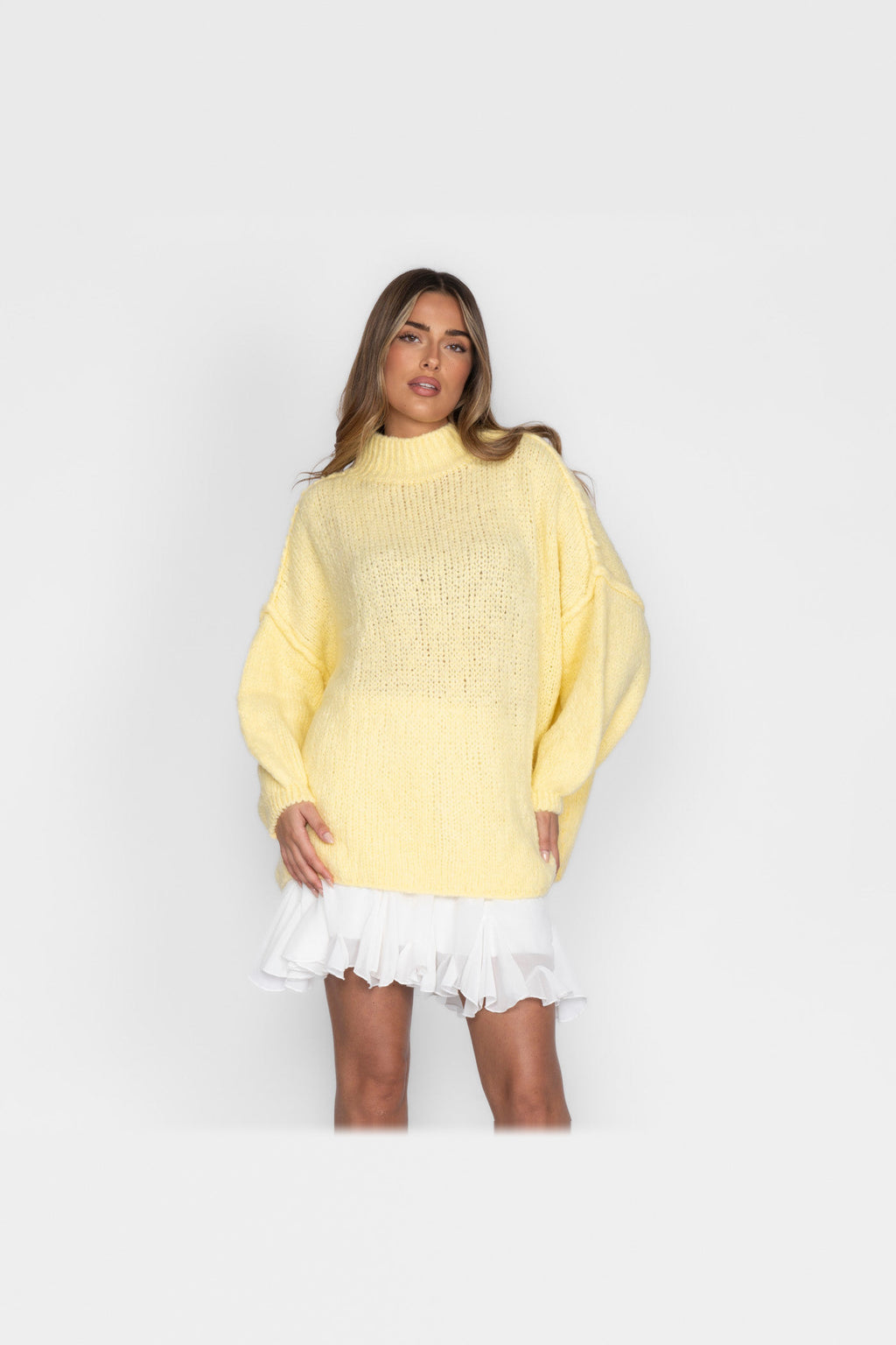 Jersey oversize de punto suave en amarillo claro
