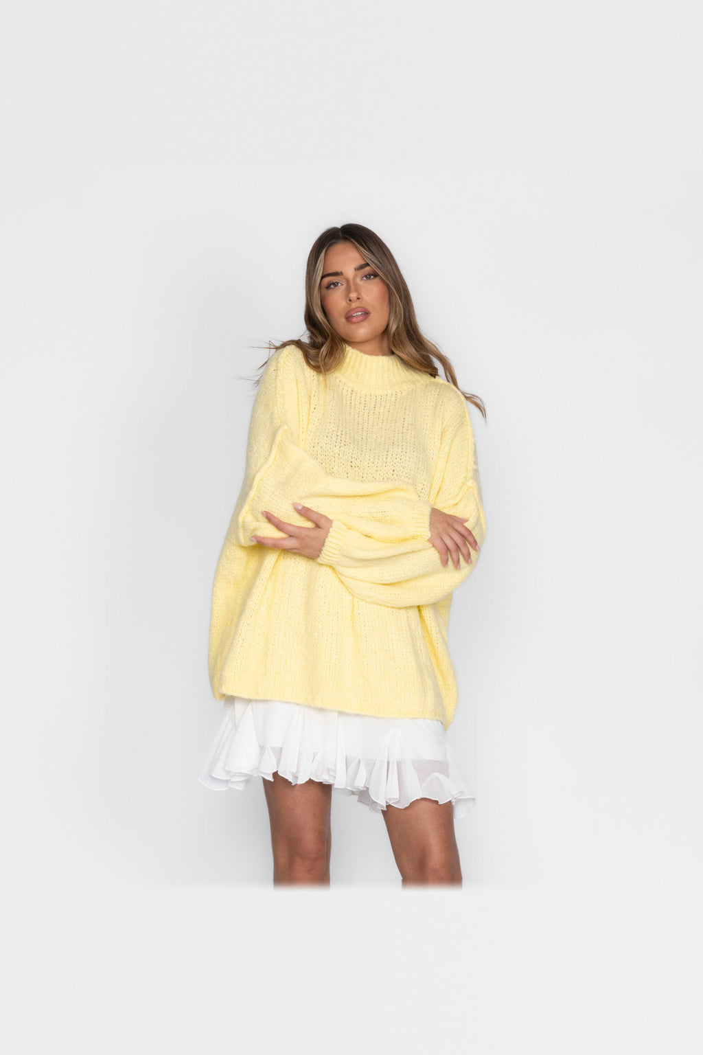 Jersey oversize de punto suave en amarillo claro