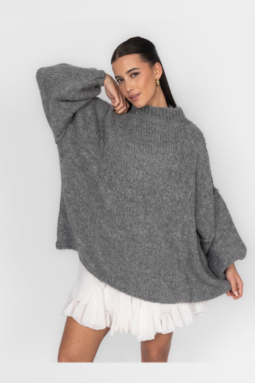 Jersey oversize de punto suave en gris