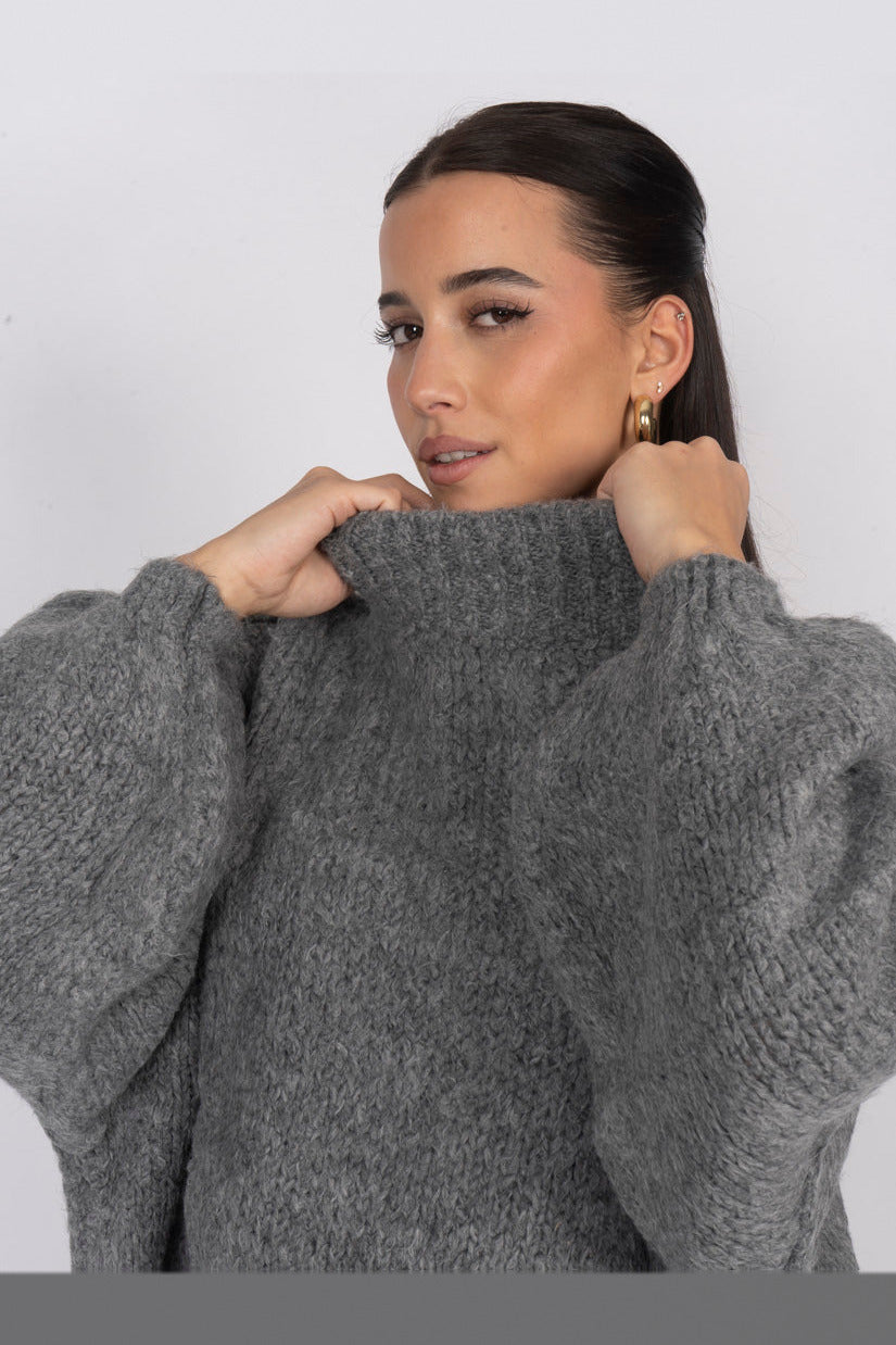 Jersey oversize de punto suave en gris