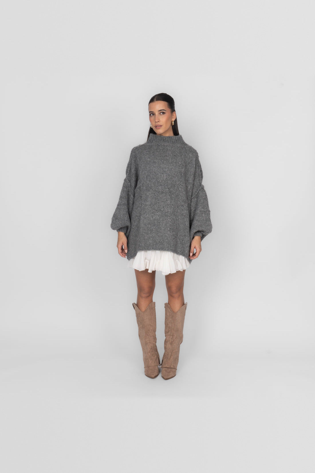 Jersey oversize de punto suave en gris