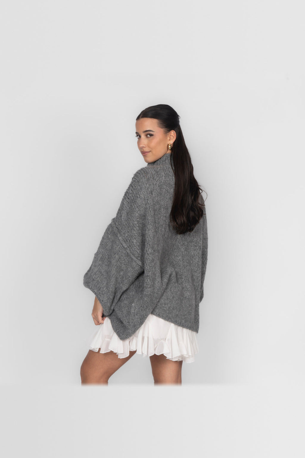 Jersey oversize de punto suave en gris