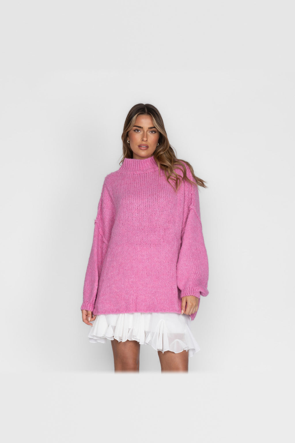 Jersey oversize de punto suave en fucsia