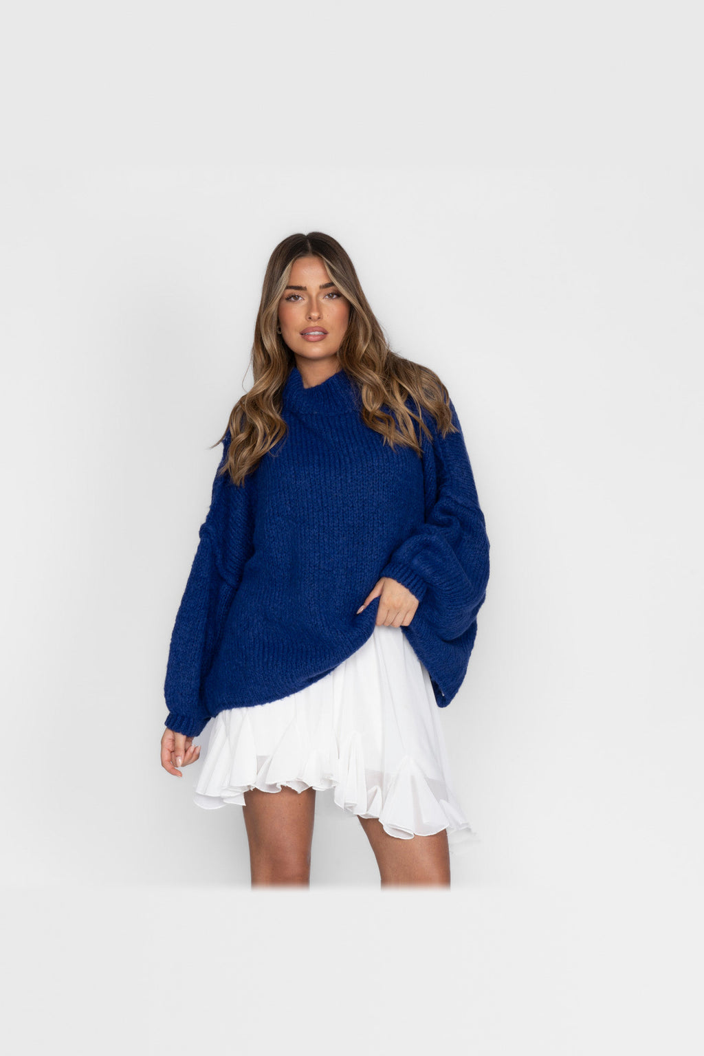 Jersey oversize de punto suave en azul