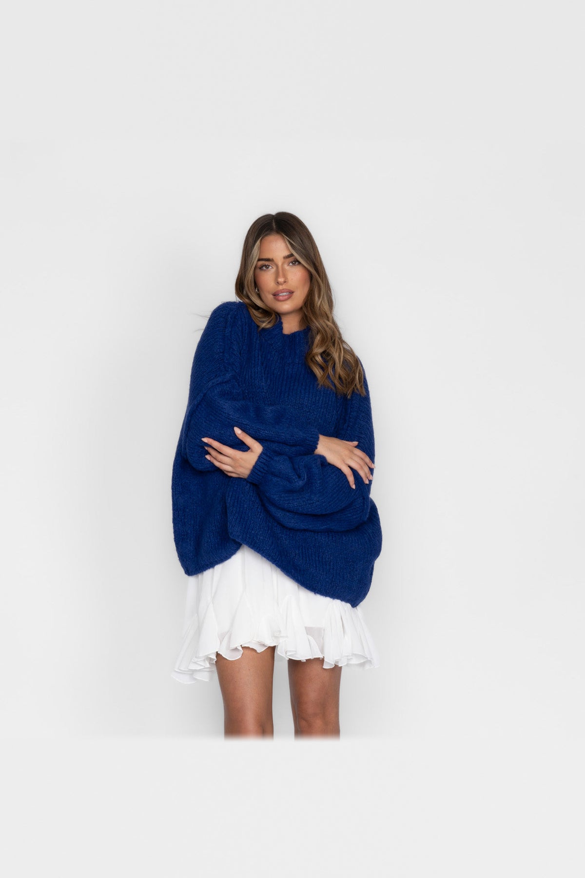 Jersey oversize de punto suave en azul