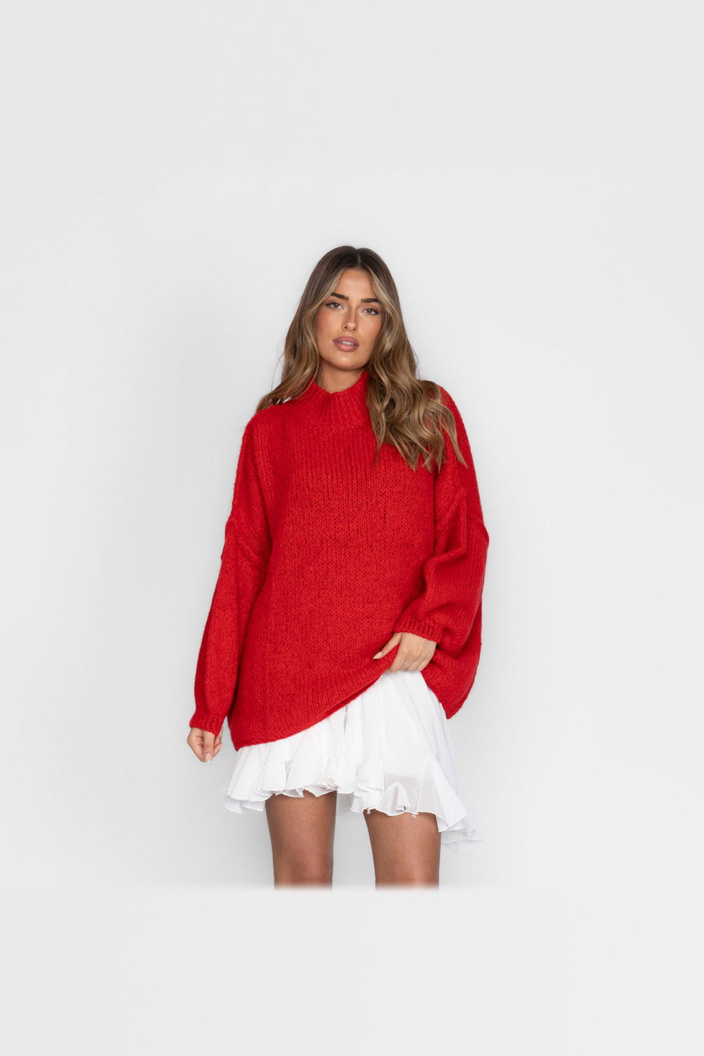 Jersey oversize de punto suave en rojo