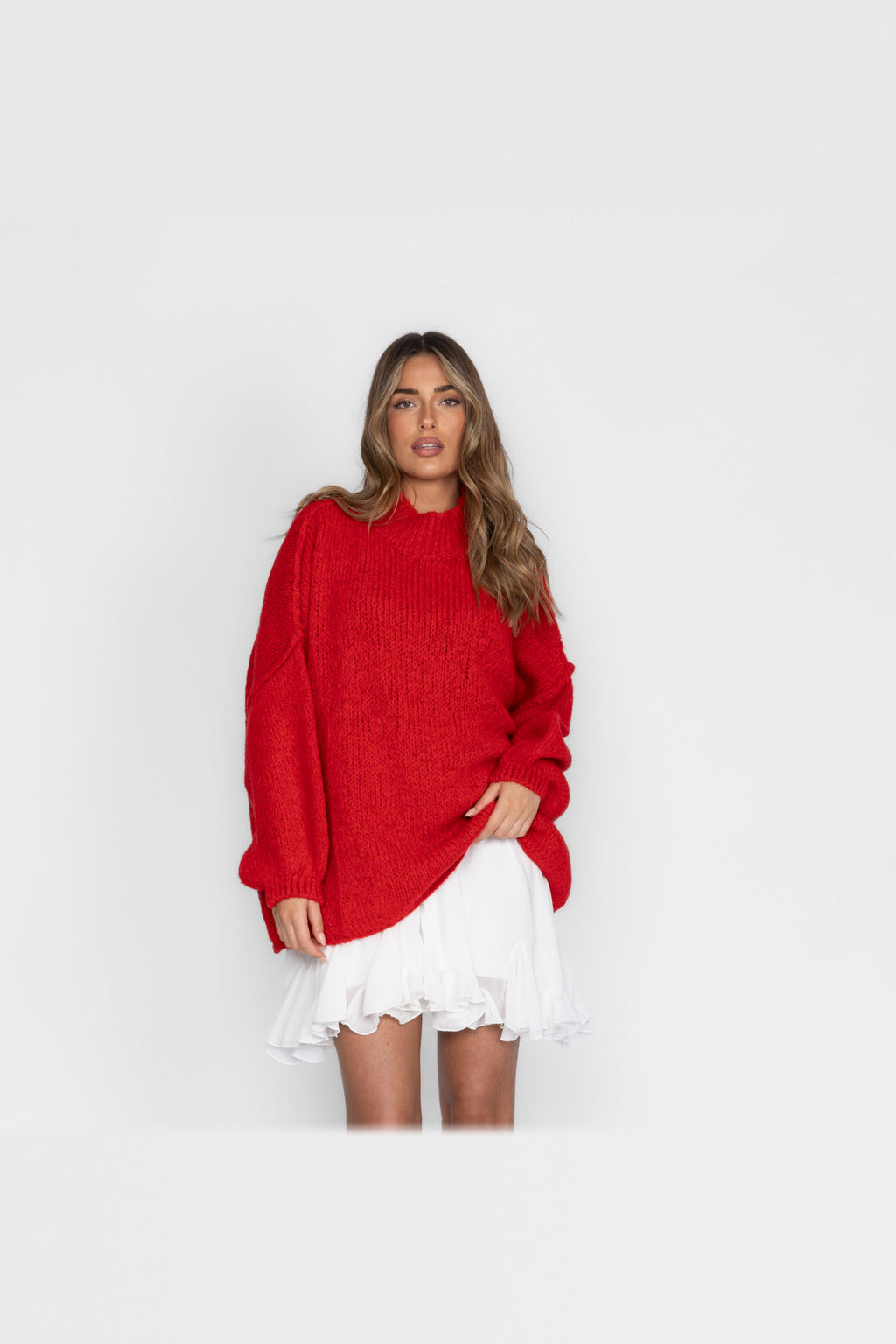 Jersey oversize de punto suave en rojo