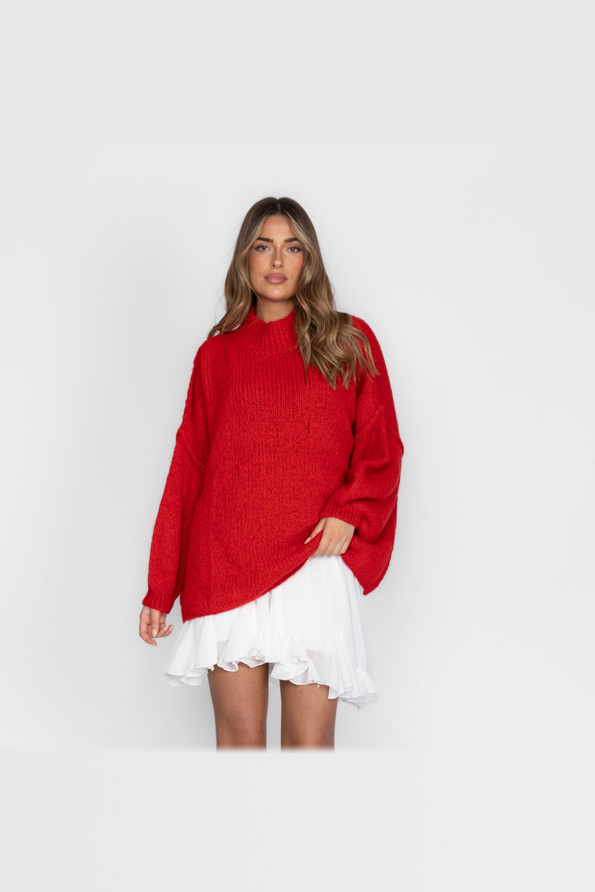 Jersey oversize de punto suave en rojo