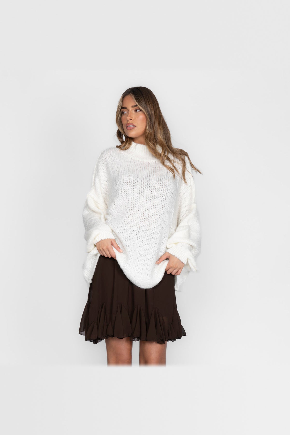 Jersey oversize de punto suave en blanco