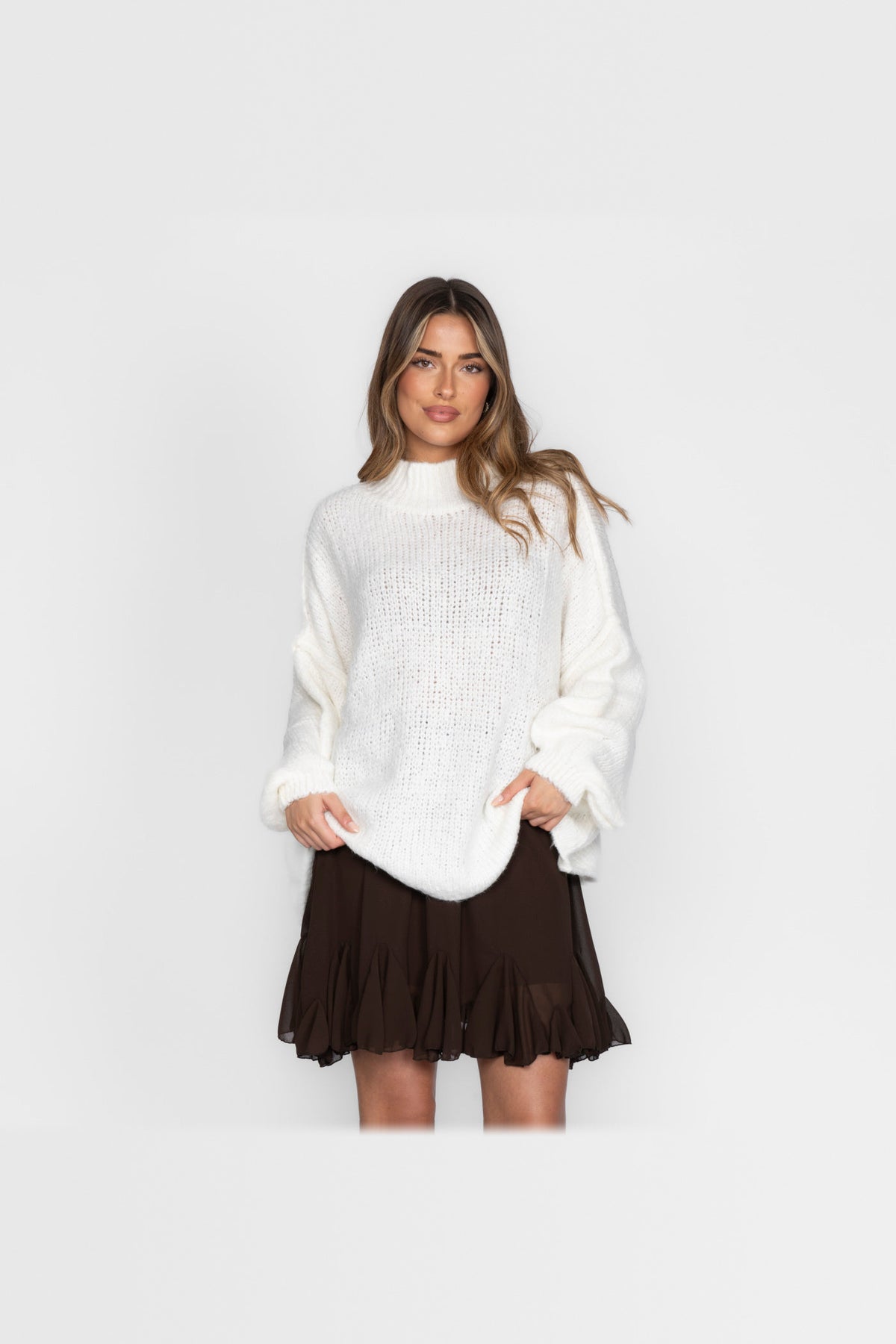 Jersey oversize de punto suave en blanco