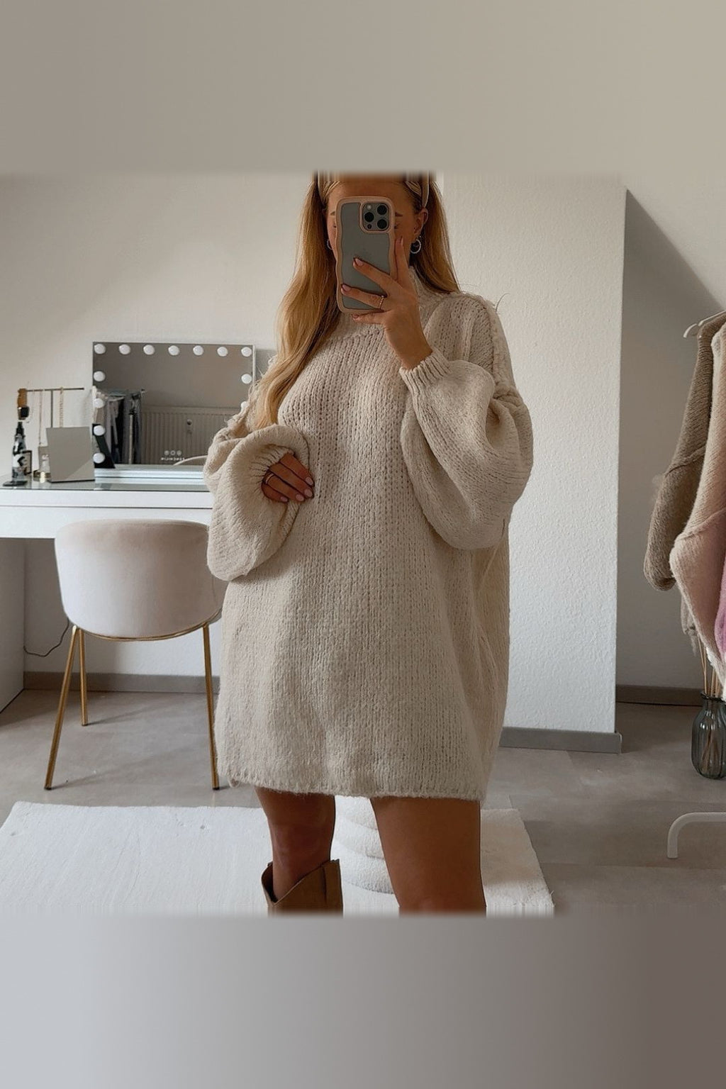 Jersey oversize de punto suave en crema