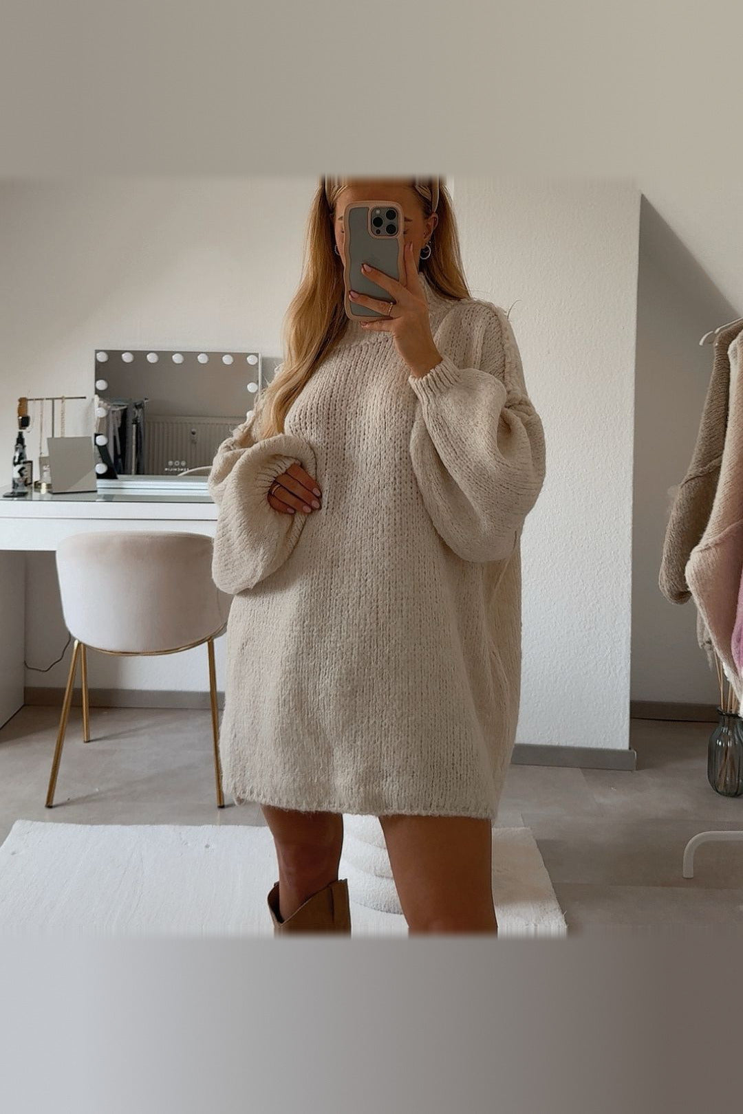 Jersey oversize de punto suave en crema