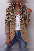 Chaqueta leopardo degradado con volantes en leopardo tostado