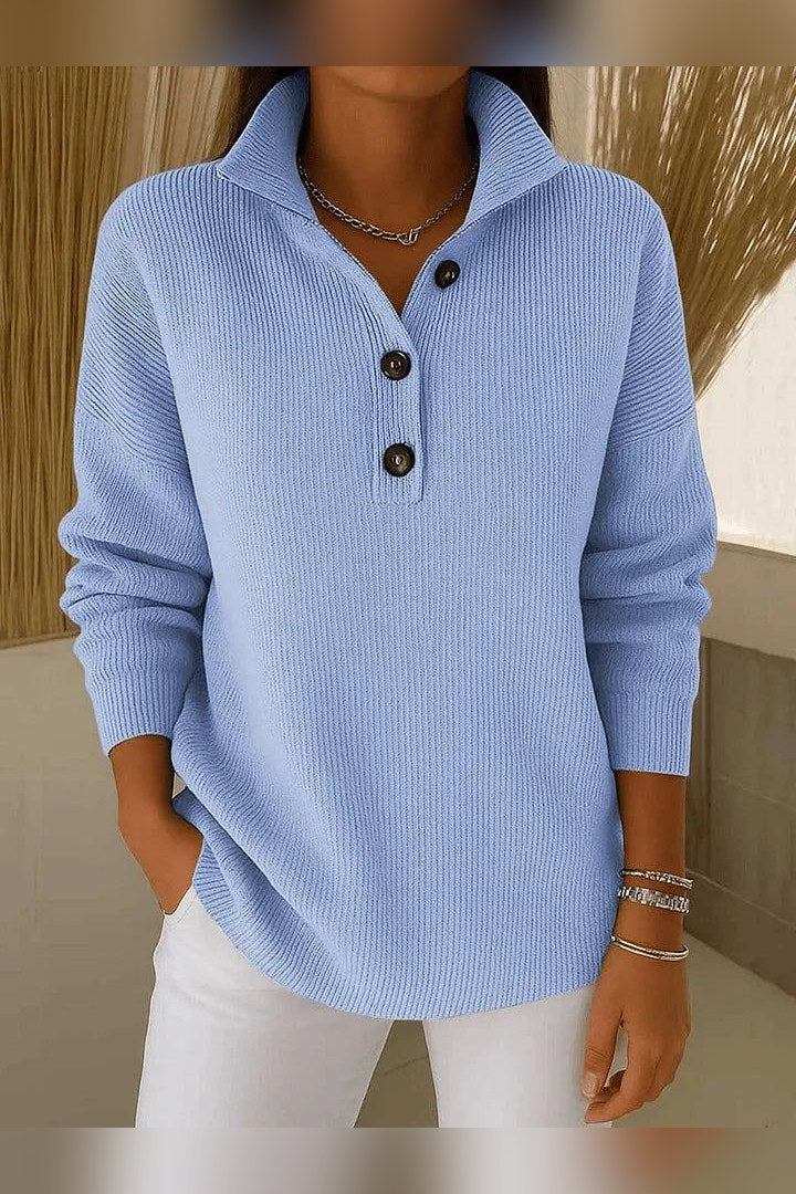 Jersey polo con cuello de pico en azul cielo