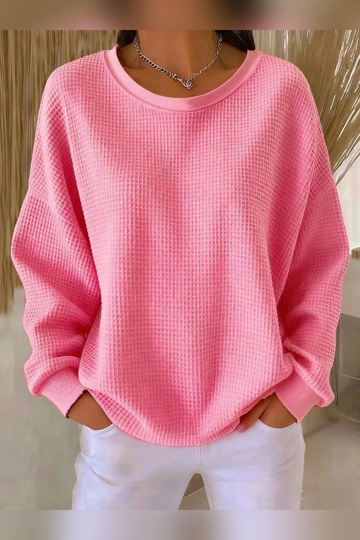 Jersey gofrado de canalé en rosa