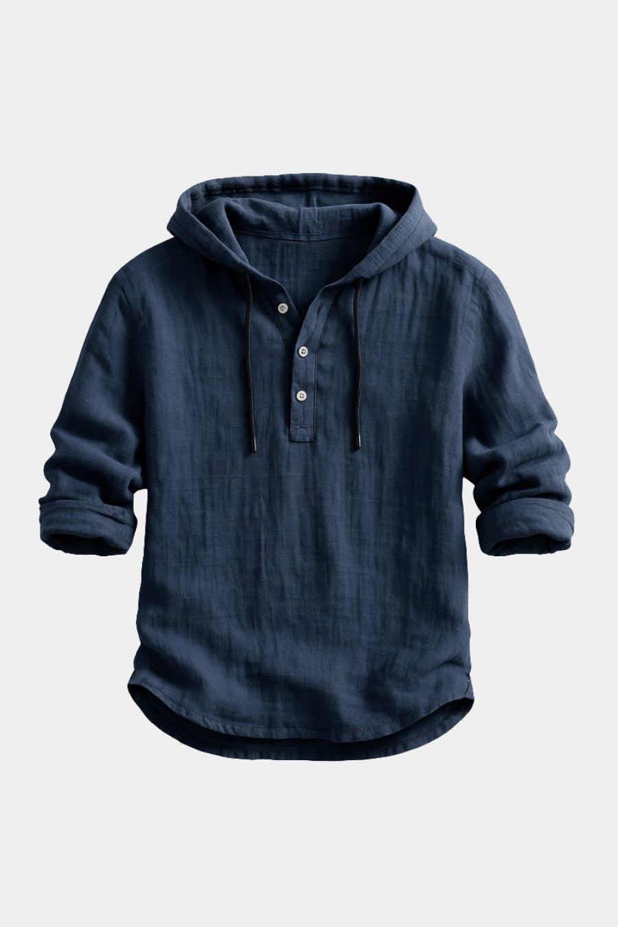 Camisa con capucha de media botonadura en azul marino