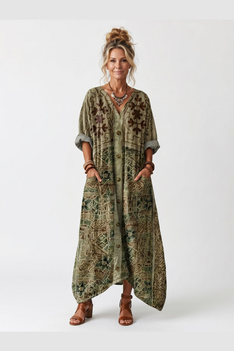 Aleta — Vestido midi abotonado con bolsillos